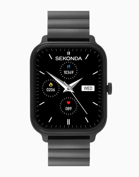 Sekonda Motion lux 37mm unisex rectangular black smartwatch with black bracelet in black - view 1