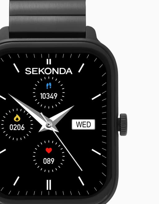 Sekonda Motion lux 37mm unisex rectangular black smartwatch with black bracelet in black, 4 of 7