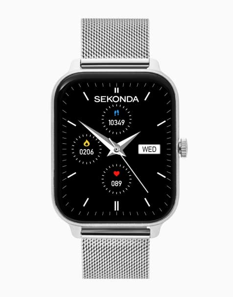Sekonda Motion lux 37mm unisex rectangular silver smartwatch with silver bracelet in silver - view 1