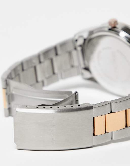 Sekonda multi-dial link bracelet watch in silver and gold tone, 4 of 4