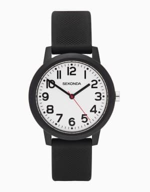 Sekonda Nova 36mm womens round black analogue watch with black strap in black