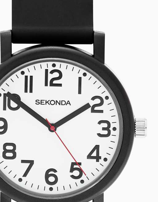 Sekonda Nova 40mm mens round black analogue watch with black strap in black, 4 of 6