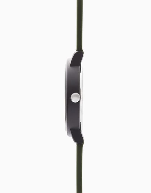 Sekonda Nova 40mm mens round black analogue watch with green strap in green, 3 of 6