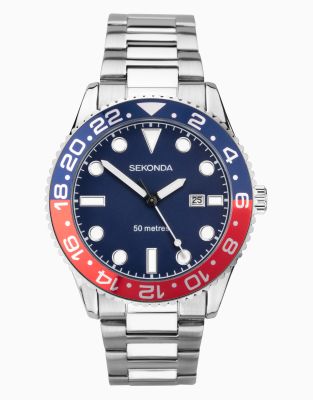 Sekonda Ocean mens 43mm analogue watch in silver