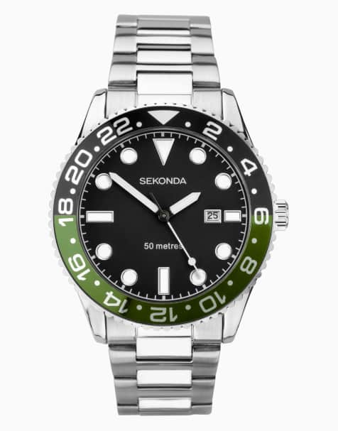 Sekonda Ocean Mens 43mm Analogue Watch With Silver Case And Stainless Steel Bracelet With Black Dial - view 1