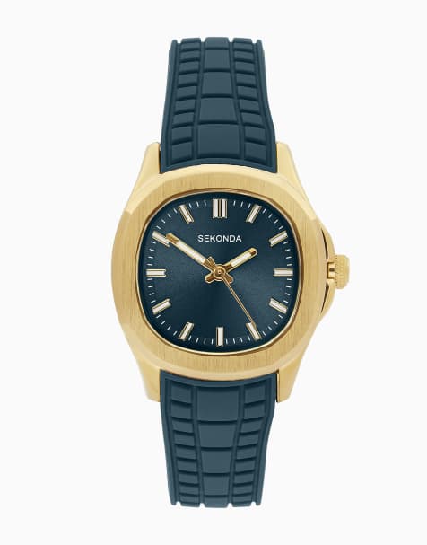 Sekonda Octaire 30mm womens tv gold analogue watch with teal strap in blue - view 1