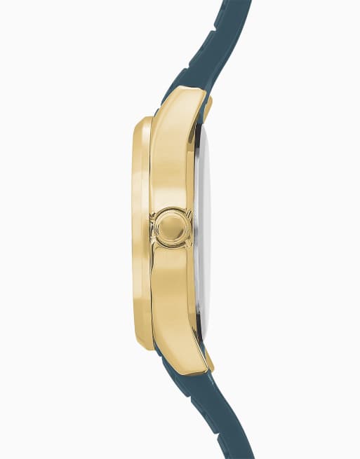 Sekonda Octaire 30mm womens tv gold analogue watch with teal strap in blue, 3 of 6