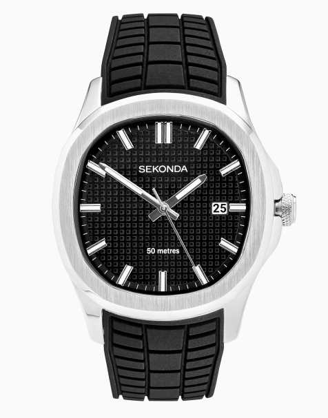 Sekonda octaire 40mm tv silver watch in black - BLACK - view 1