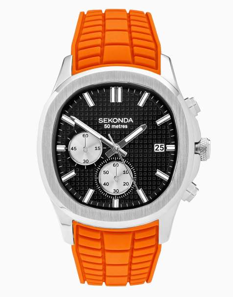 Sekonda octaire 40mm tv silver watch in orange - ORANGE - view 1