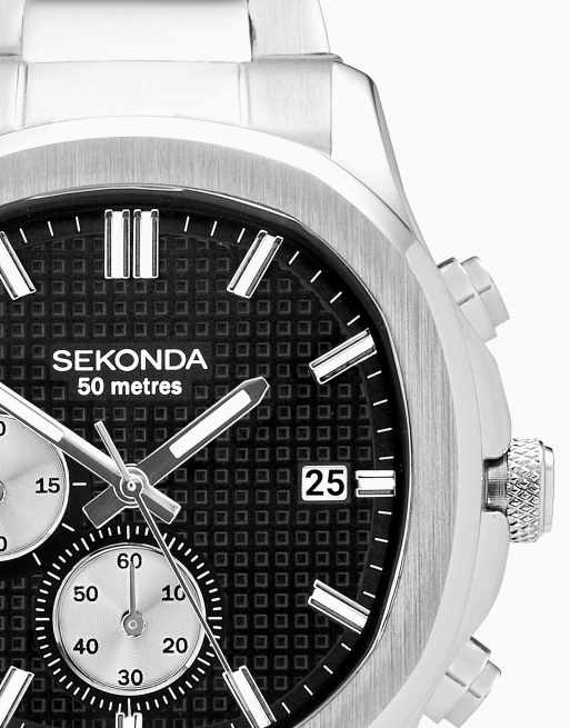 Sekonda - Octaire TV - Orologio a lancette da uomo da 40 mm argento con cinturino argento, 3 di 4