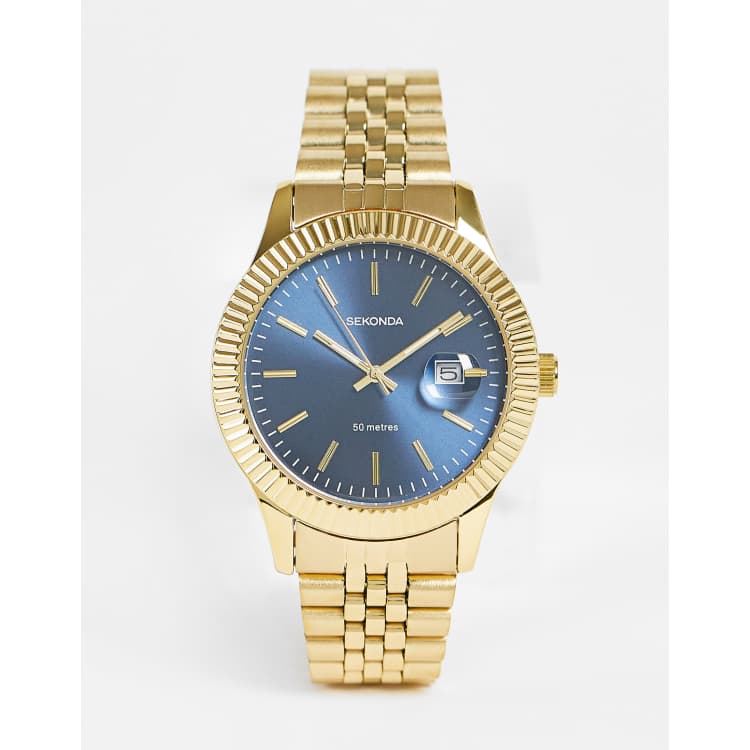 Sekonda Orologio con bracciale color oro con quadrante blu navy ASOS