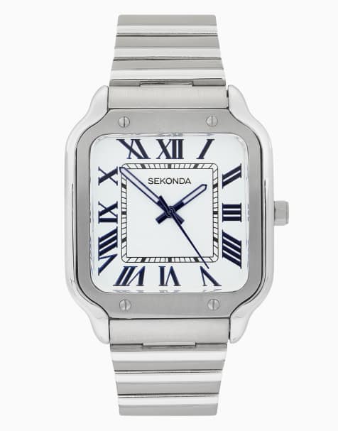 Sekonda Rene 39mm mens square silver analogue watch in silver - view 1