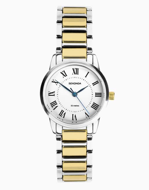 Sekonda Sekonda beaumont 28mm round two tone watch in silver