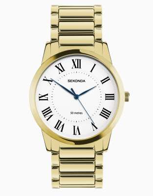 asos Sekonda Sekonda beaumont 40mm round gold watch in gold