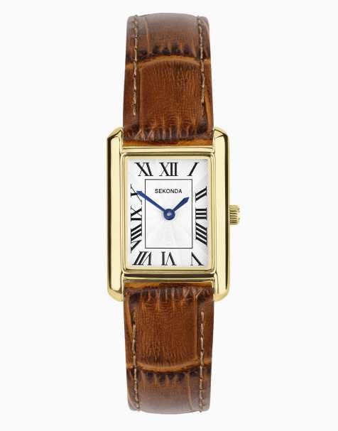 Sekonda Sekonda colette 22mm rectangular gold watch in brown - view 1