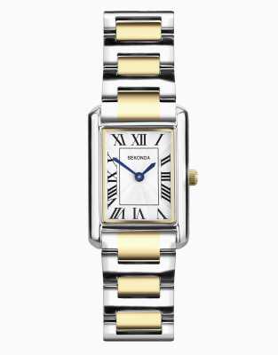 Sekonda Sekonda colette 22mm rectangular two tone watch in silver