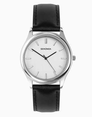 Sekonda Sekonda evans 38mm round silver watch in black