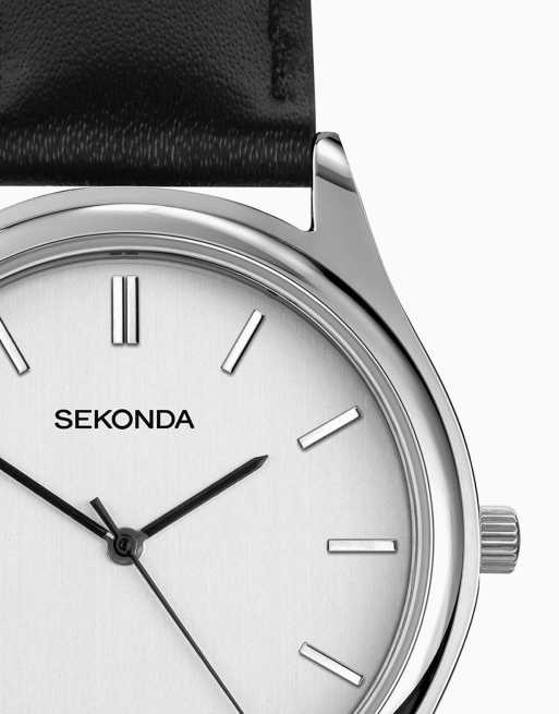 Sekonda Sekonda evans 38mm round silver watch in black, 4 of 4