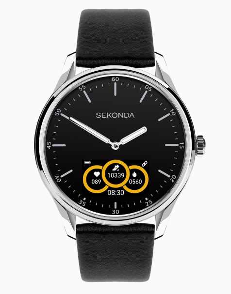 Sekonda Sekonda hybrid 45mm round silver watch in black - view 1
