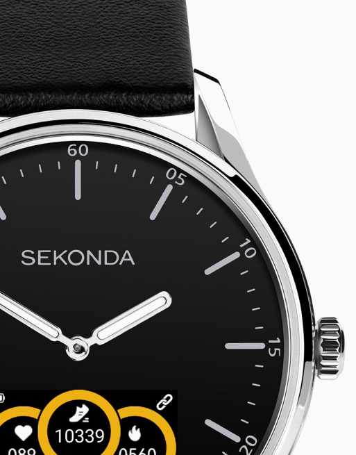 Sekonda Sekonda hybrid 45mm round silver watch in black, 4 of 4