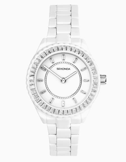 Sekonda Sekonda margot 34mm round white watch in silver