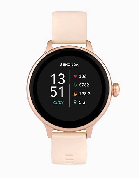 Sekonda smartwatch with silicone strap in black &amp; rose gold