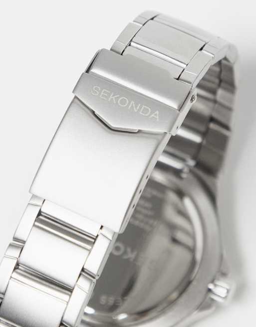 Sekonda – Sportliche Uhr in Silberfarbe und Marineblau, 3 von 4