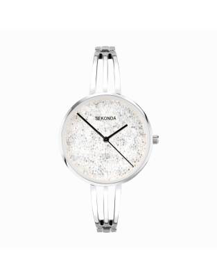 Sekonda - Stardust - Damenuhr mit silberfarbenem Zifferblatt mit 36 mm Durchmesser und legiertem Armband mit halbem Armr...