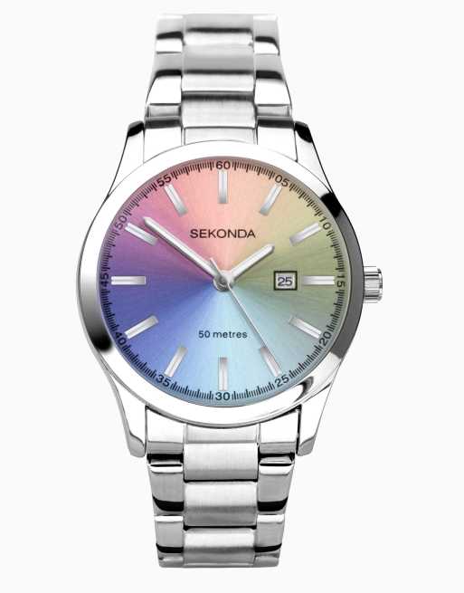 Sekonda – Taylor – Damenuhr mit mehrfarbigem Zifferblatt mit 36 mm Durchmesser und Edelstahlarmband