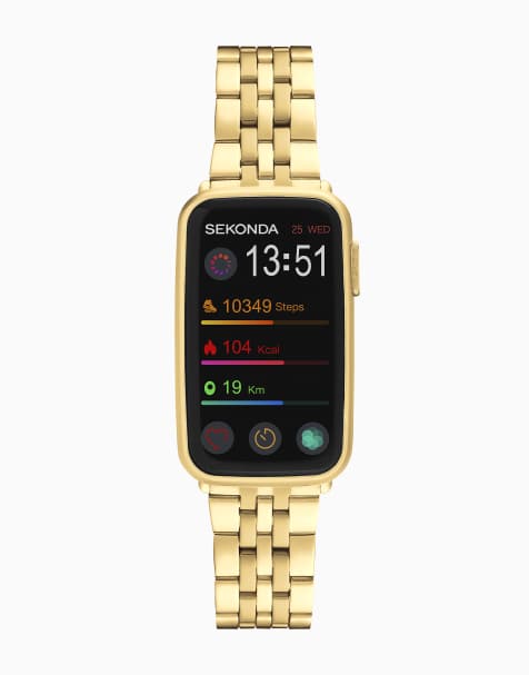 Sekonda Track 26mm unisex rectangular gold smartwatch with gold bracelet in gold - view 1