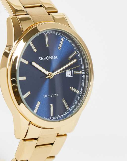  Sekonda unisex bracelet watch with blue dial in gold