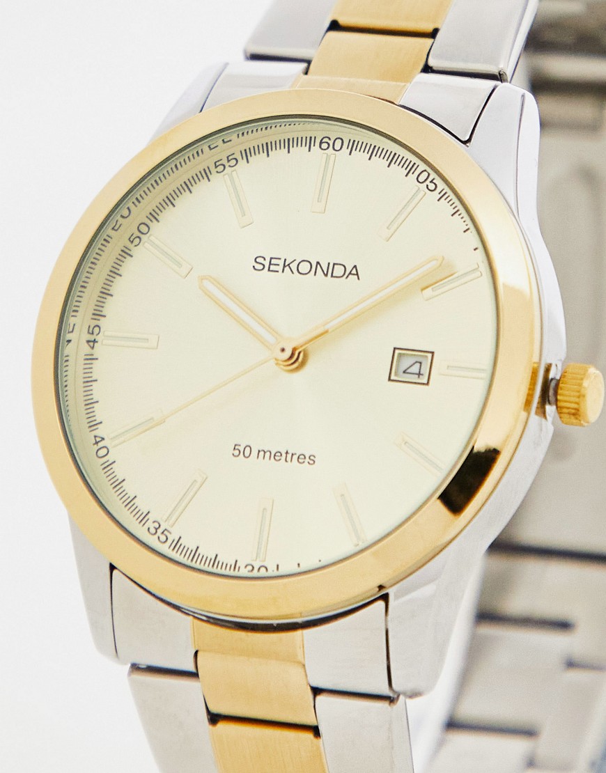 Sekonda unisex bracelet watch with gold dial in mixed metal