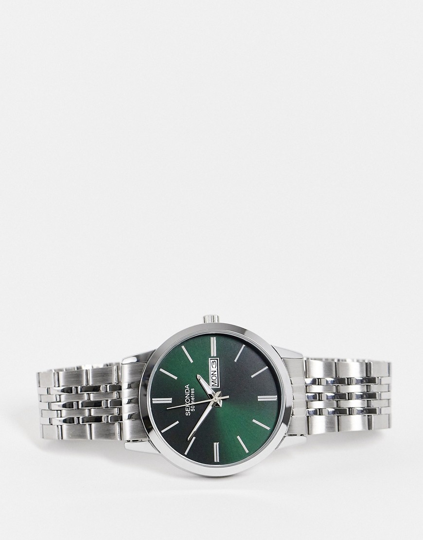 Sekonda unisex bracelet watch with green dial-Silver