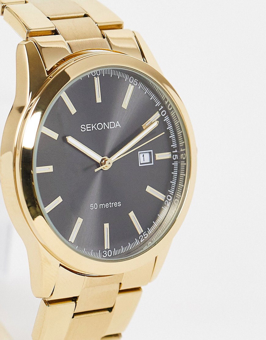 Sekonda unisex bracelet watch with grey dial in gold
