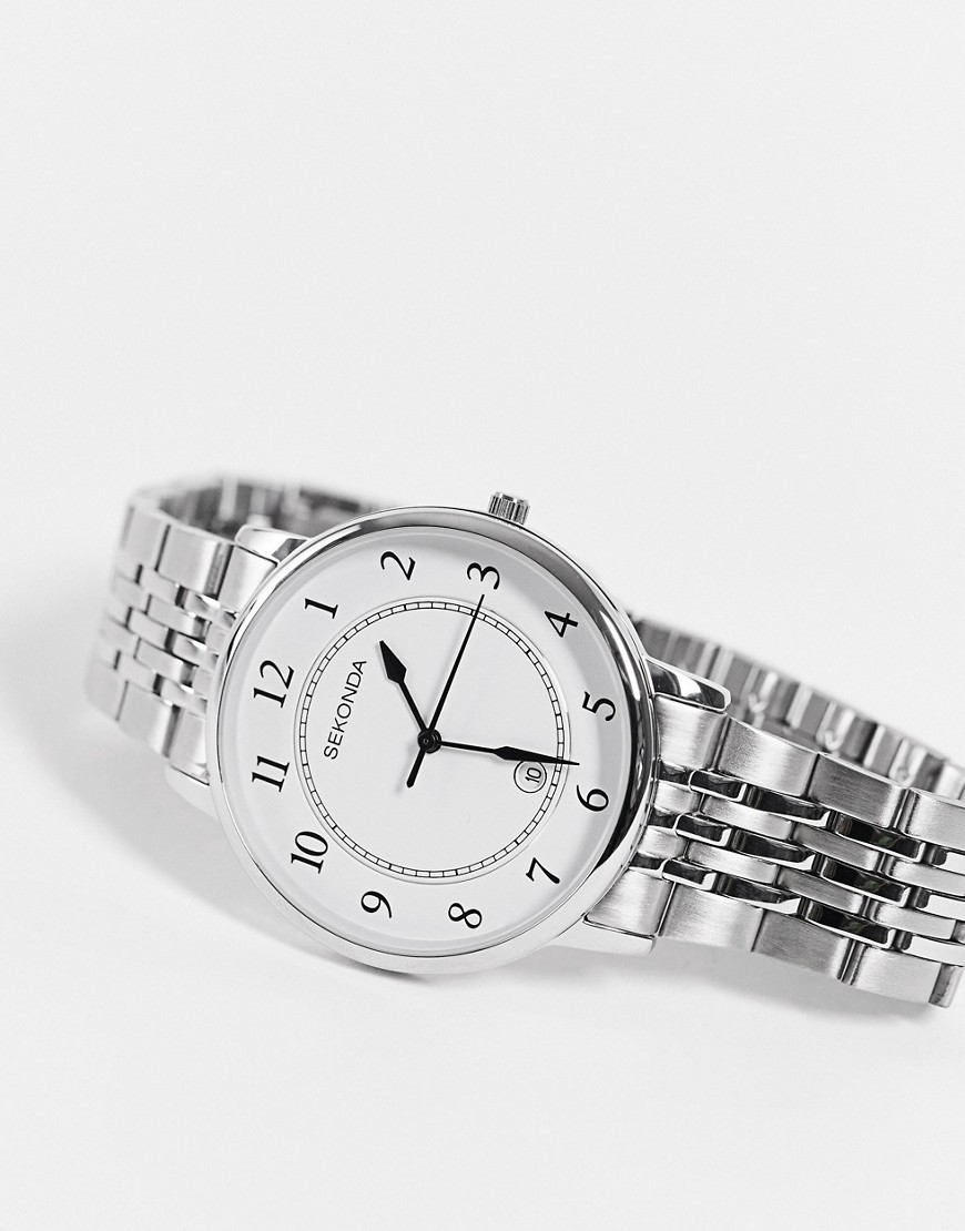 Sekonda - Unisex horloge met schakelband en witte wijzerplaat-Zilver