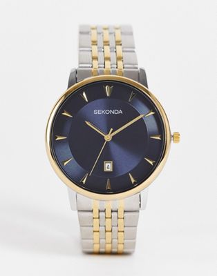 Sekonda unisex mix metal watch with blue dial