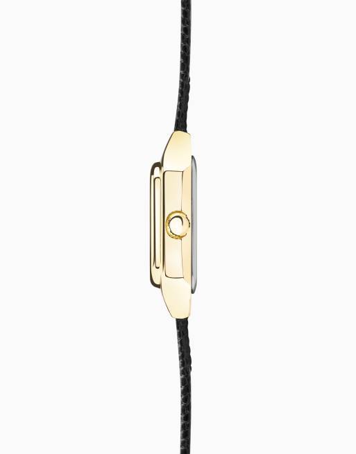 Sekonda Womens Monica 20mm Analogue Watch with Gold Alloy Rectangular Case, Black Leather Strap and White Dial, 3 of 3