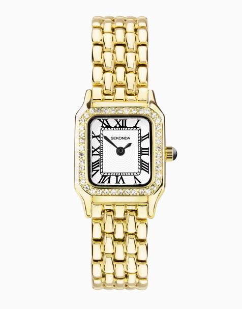 Sekonda Womens Monica 20mm Analogue Watch with Gold Alloy Rectangular Case, Gold Alloy Bracelet and White Dial - view 1