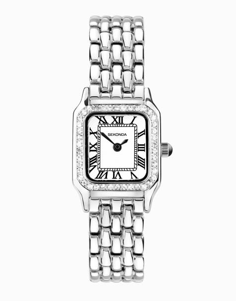Sekonda Womens Monica 20mm Analogue Watch with Silver Alloy Rectangular Case, Silver Bracelet and White Dial - view 1