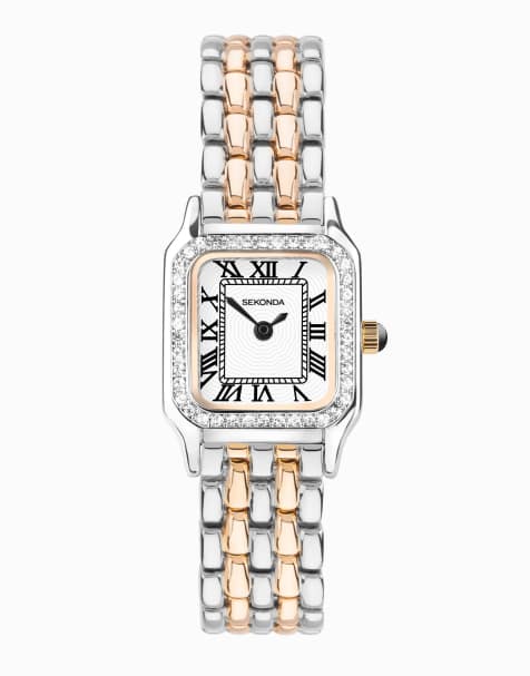 Sekonda Womens Monica 20mm Analogue Watch with Two Tone Alloy Rectangular Case, Two Tone Alloy Bracelet and White Dial - view 1