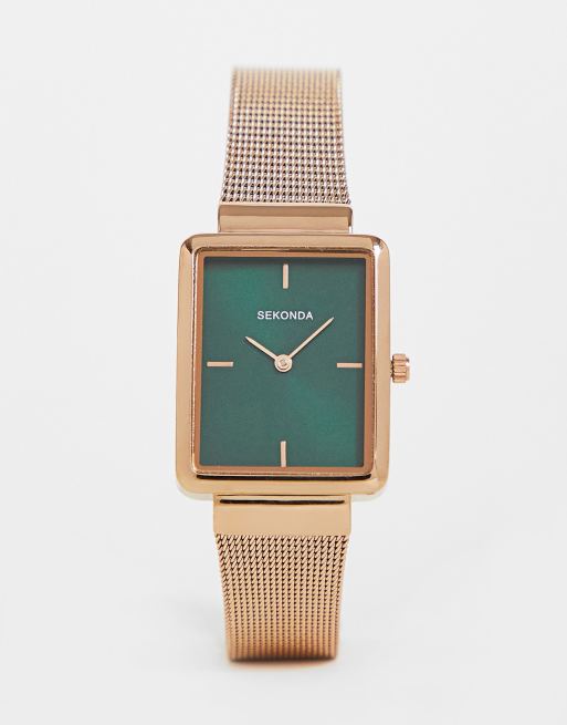 Gold square face watch womens hot sale