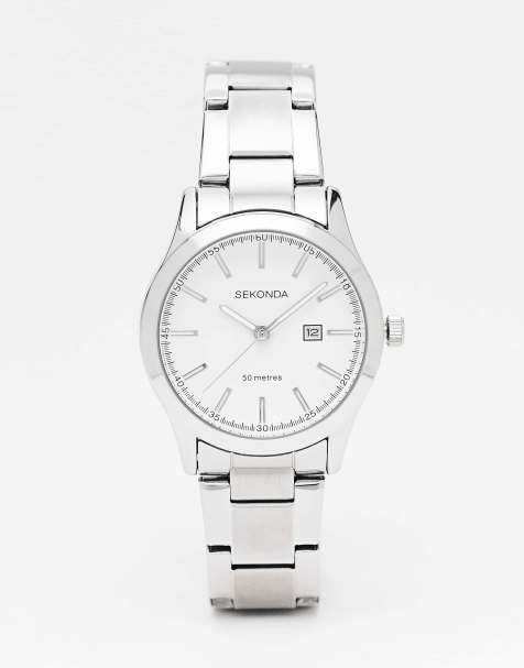 Sekonda Womens Taylor 34mm Analogue Watch with Silver Alloy Round Case, Silver Stainless Steel Bracelet and White Dial - view 1