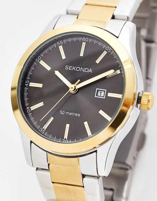 Sekonda – Zegarek unisex na bransolecie z szarą tarczą z metali nieszlachetnych 