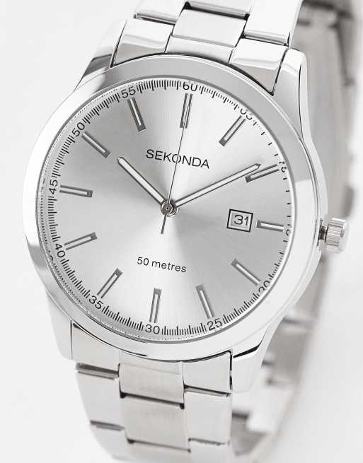Sekonda – Zegarek unisex z białą tarczą na bransolecie w kolorze srebrnym