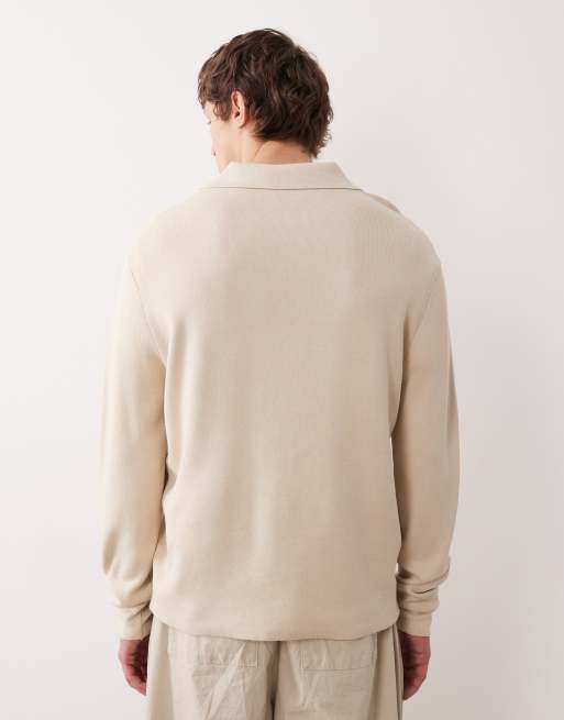 Selected 1/4 zip polo neck jumper in cream, 3 of 5
