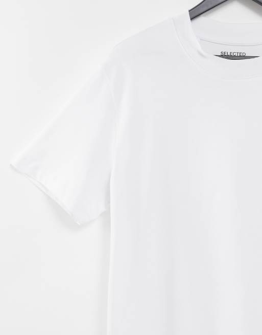 Selected 100% cotton heavyweight oversized t-shirt in white, 3 of 4
