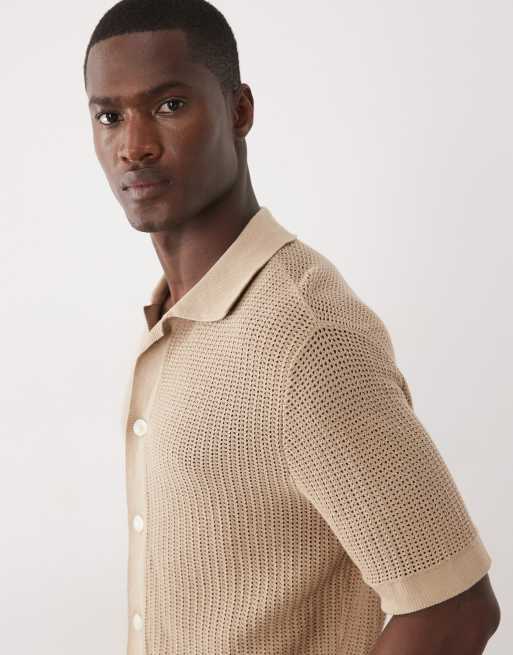 Selected 100% cotton knitted button cardigan in beige, 2 of 5