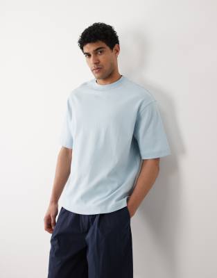 Selected 100% Cotton Oversized Heavyweight 300gsm T-shirt In Blue
