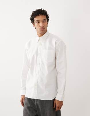 Selected 100% Cotton Oxford Long Sleeve Shirt In White