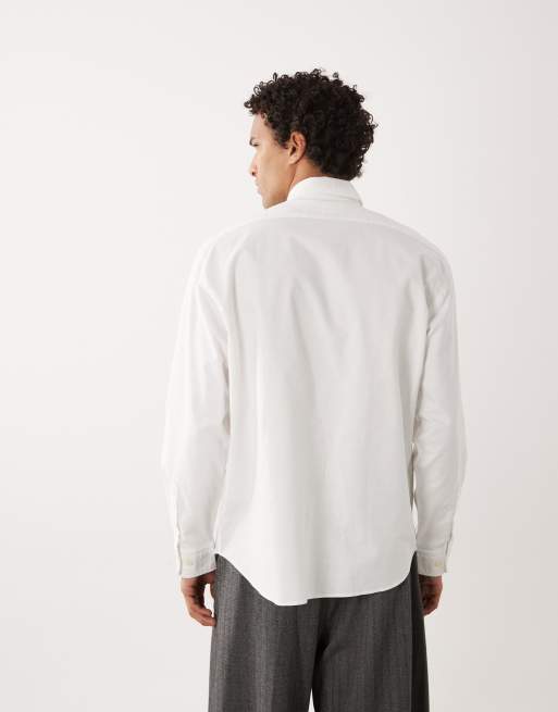 Selected 100% cotton Oxford long sleeve shirt in white , 3 of 5